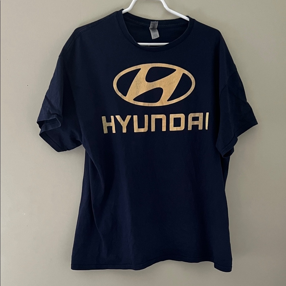 Hyundai Logo Graphic T Shirt Navy Blue Men’s XL 100% Cotton